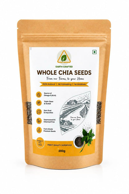 Whole Chia Seeds | From Our Farms to Your Home | 100% Natural & Unprocessed | Triple Sorted | No Dust & Stone | Rich in Fiber, Protein & Omega 3 | Non-GMO Superfood