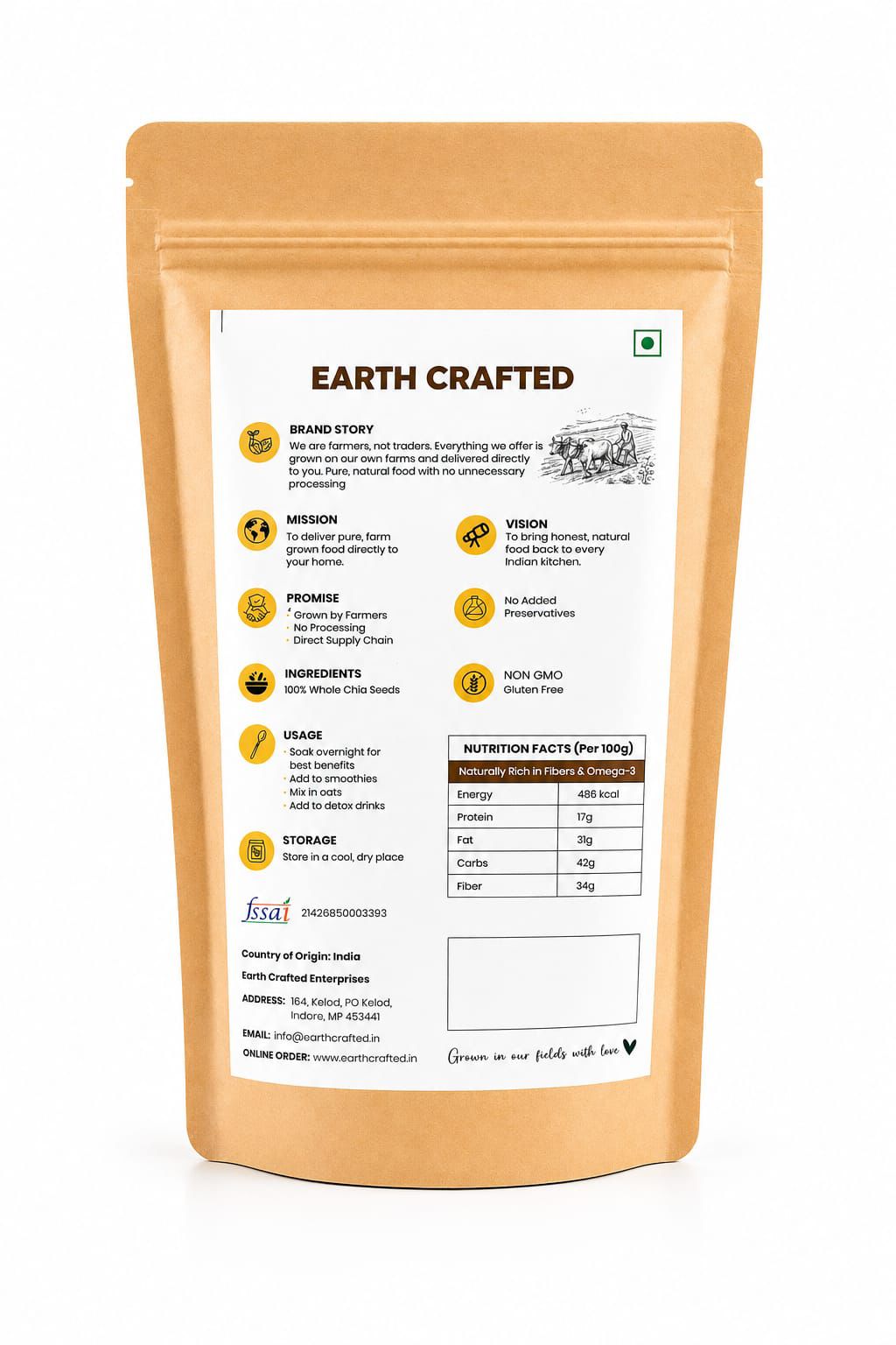 Whole Chia Seeds | From Our Farms to Your Home | 100% Natural & Unprocessed | Triple Sorted | No Dust & Stone | Rich in Fiber, Protein & Omega 3 | Non-GMO Superfood